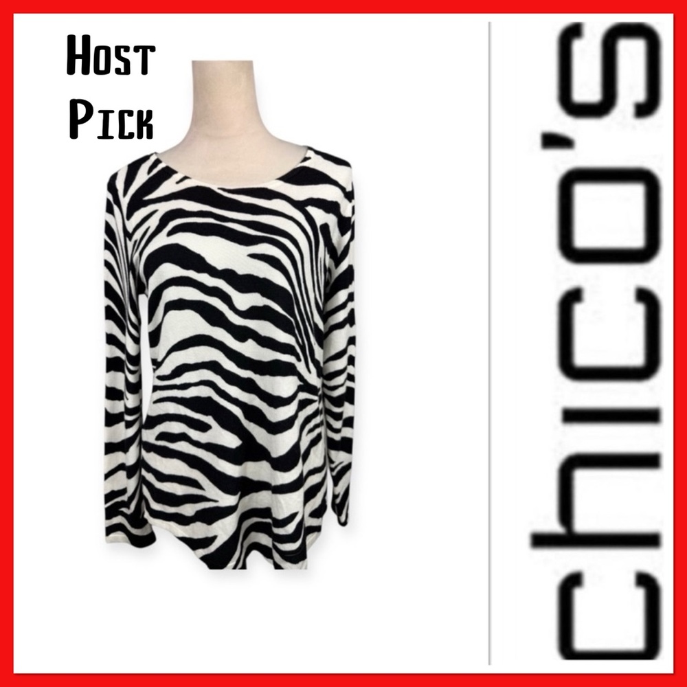 🔥 Host Pick 🔥NWT Chicos Mindy Zebra Animal Print Sweater‎ size 1-small/4